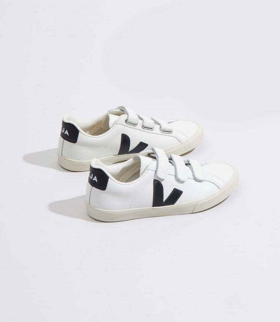 Veja 3-lock Leren Adults Outlet Wit Zwart | BEXBR49068