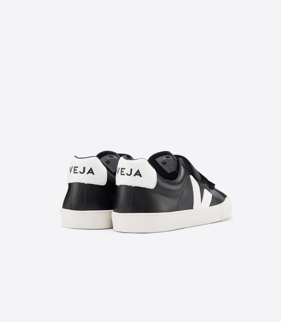 Veja 3-lock Leren Adults Outlet Zwart Wit | BEICD97678