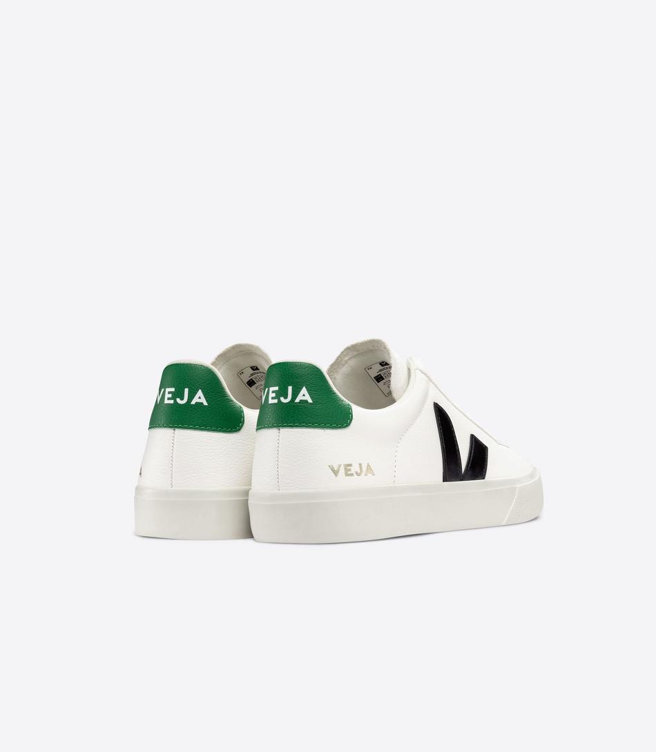 Veja Chromefree Leren Emeraude Campo Dames Wit Zwart | YBEVQ30094