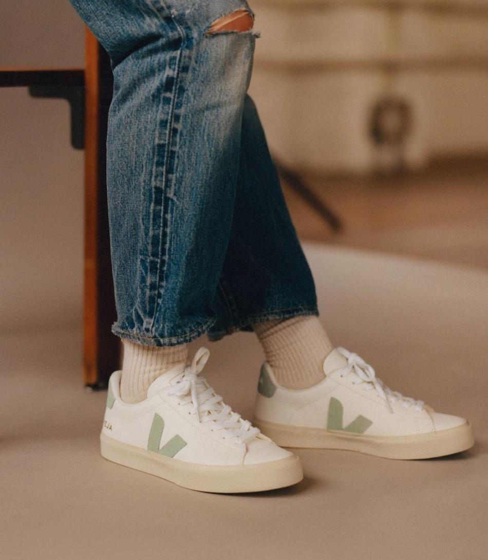 Veja Chromefree Leren Matcha Campo Dames Wit | TBEPQ26399