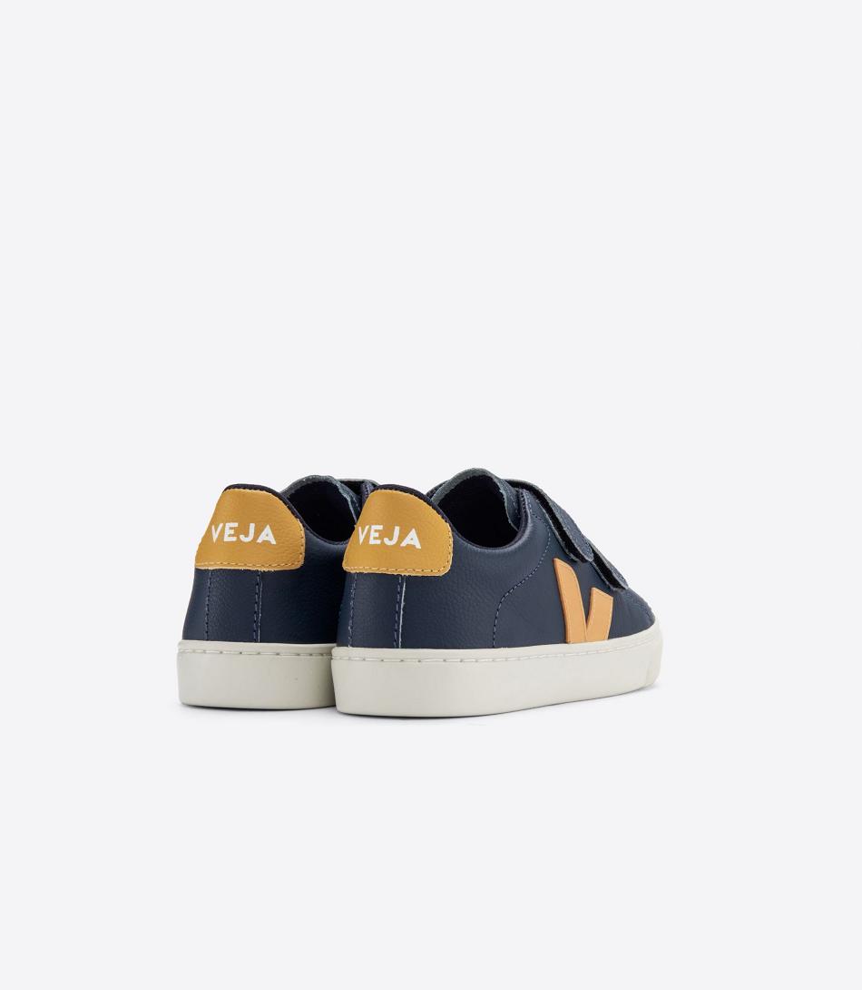 Veja Chromefree Leren Nautico Moutarde Esplar Kinderen Blauw | BEJKU85501