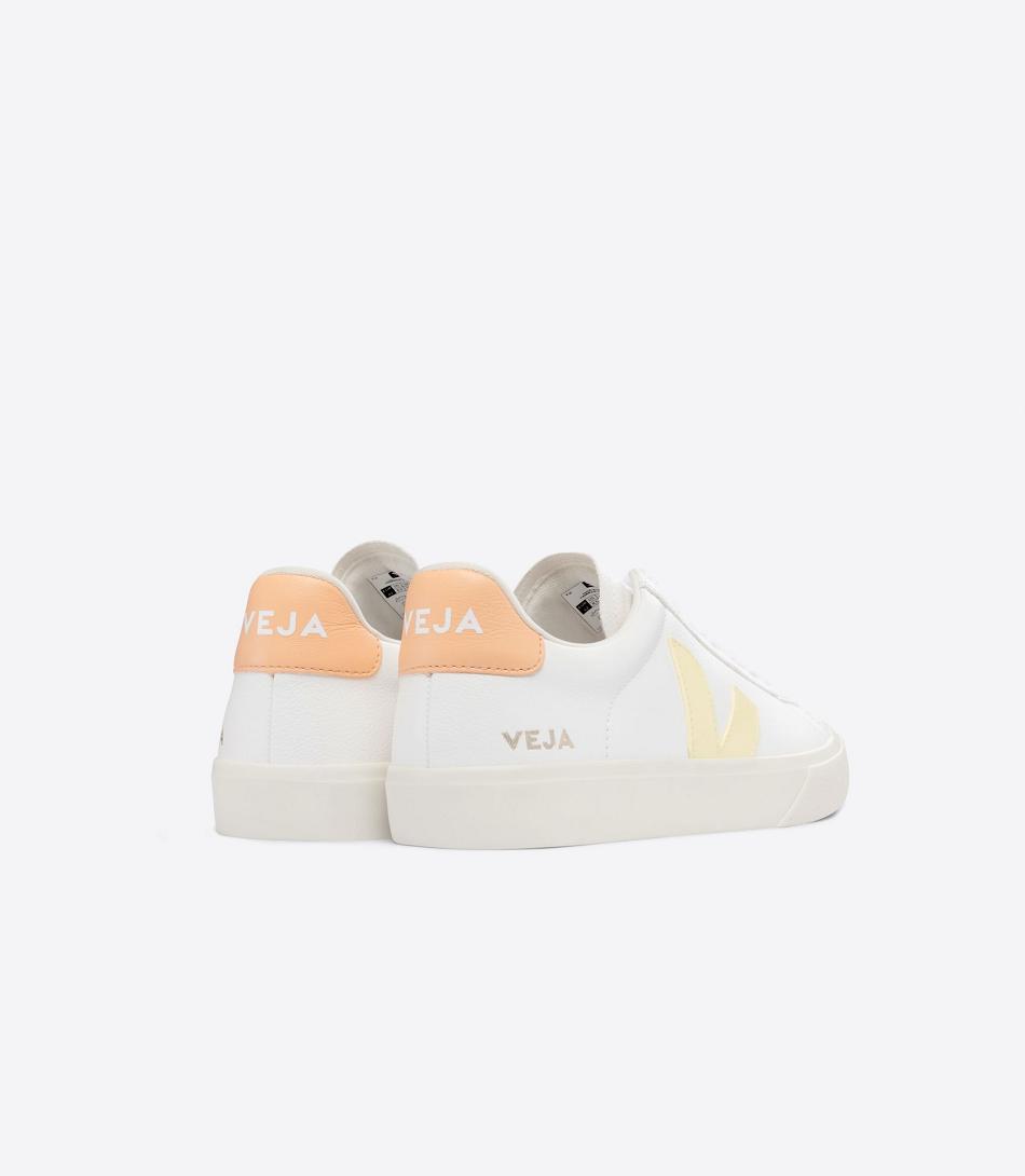 Veja Chromefree Leren Sun Peach Campo Dames Wit Oranje Koraal | TBEWZ17114