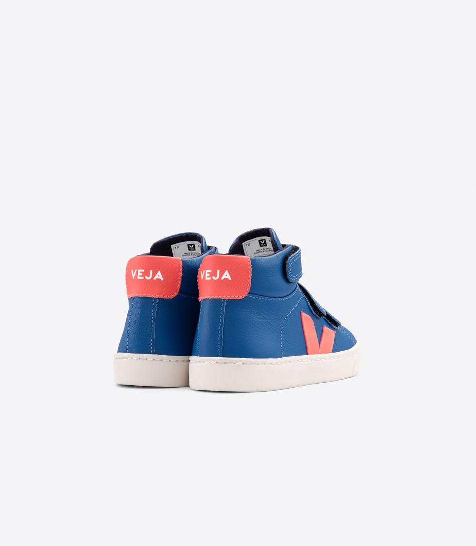 Veja Esplar Mid Chromefree Leren Fluo Kids Outlet Indigo | BBESO10243