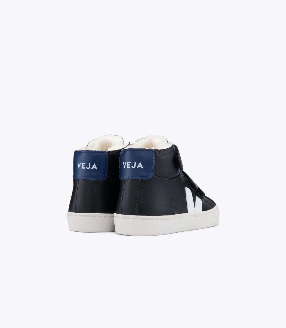 Veja Mid Fured Leren Cobalt Esplar Kinderen Zwart Diepblauw | BENZX59563