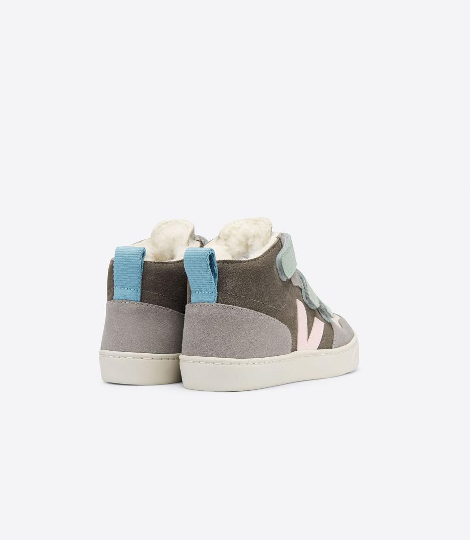 Veja V-10 Mid Fured Suede Multico Moonrock Kids Outlet Grijs | BEDYB74835