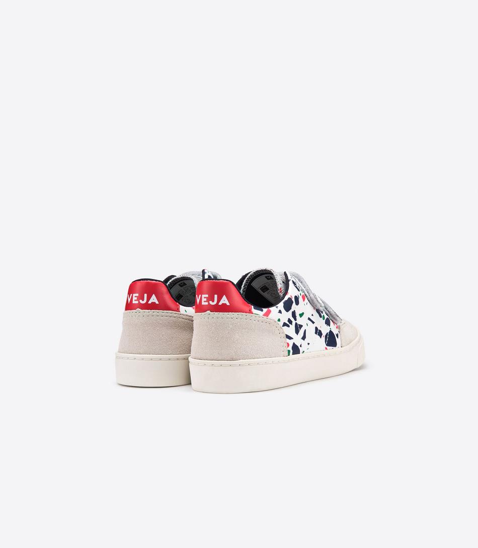 Veja V-12 Leren Terrazzo Pekin Kids Outlet Wit | BENEJ42816