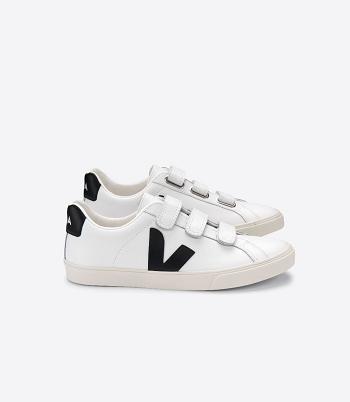 Veja 3-lock Leren Adults Outlet Wit Zwart | BEXBR49068