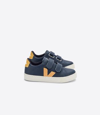 Veja Chromefree Leren Nautico Moutarde Esplar Kinderen Blauw | BEJKU85501