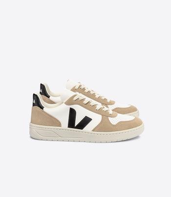 Veja Chromefree Leren Sahara V-10 Heren Wit Zwart | BEJBT52854