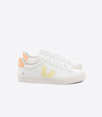 Veja Chromefree Leren Sun Peach Campo Dames Wit Oranje Koraal | TBEWZ17114