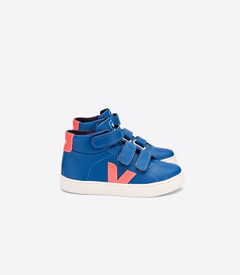 Veja Esplar Mid Chromefree Leren Fluo Kids Outlet Indigo | BBESO10243