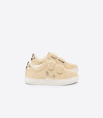 Veja Suede Almond Platine Esplar Kinderen Beige | BEDFL22324