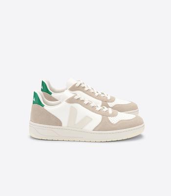 Veja V-10 Chromefree Leren Sahara Emeraude Adults Outlet Wit | DBEKV75455