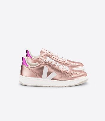 Veja V-10 Leren Nacre Fushia Adults Outlet Wit | BBESD36717