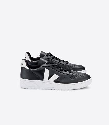 Veja V-10 Leren Sole Adults Outlet Zwart Wit | EBEHC11797