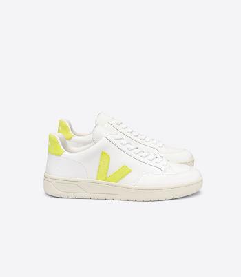 Veja V-12 Leren Jaune Fluo Adults Outlet Wit | UBETG35387